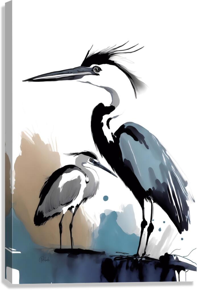 The Blue Heron and the Egret  Canvas Print