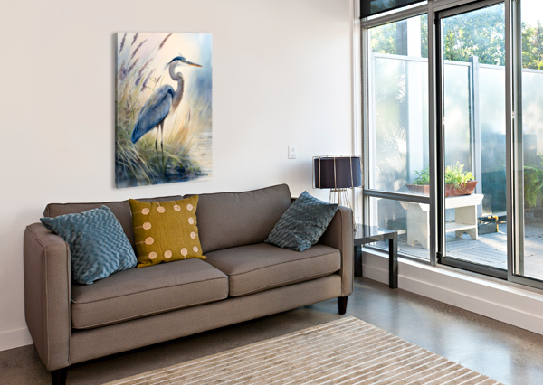 BLUE HERON IN THE SEAGRASSES PABODIE ART  Canvas Print
