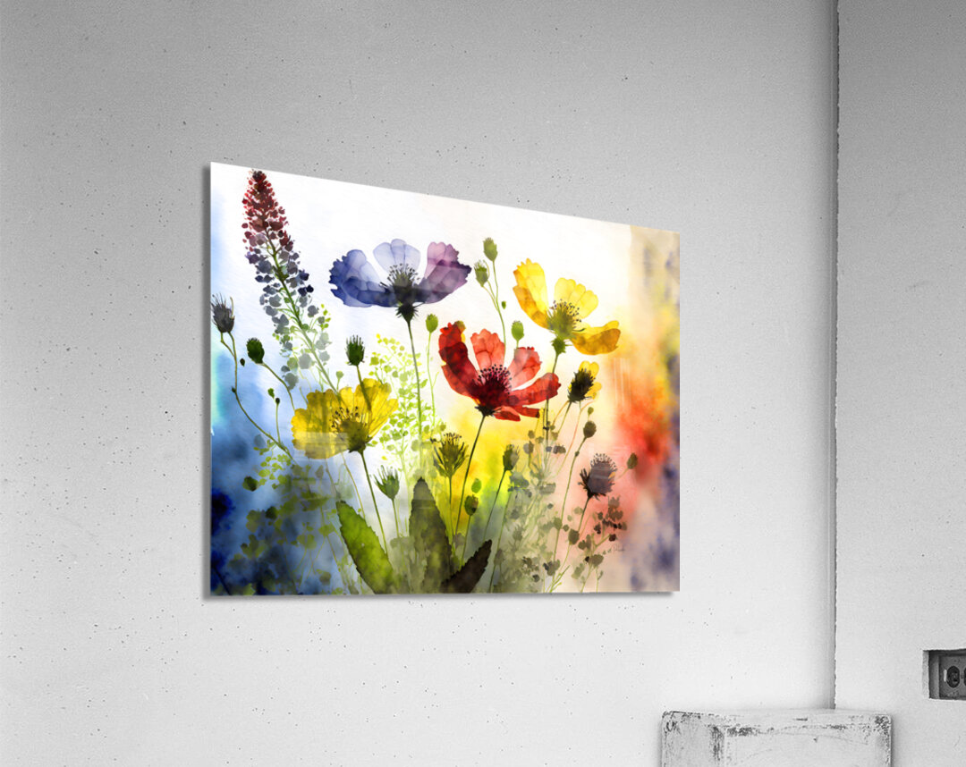 Wildflowers In Watercolor Acrylic Print