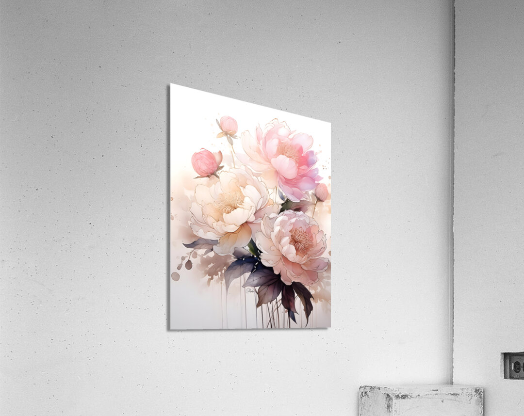 Peonies Ink Wash II Acrylic Print
