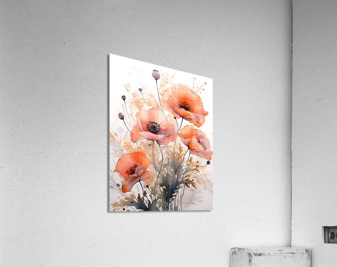 Poppies Ink Wash Acrylic Print