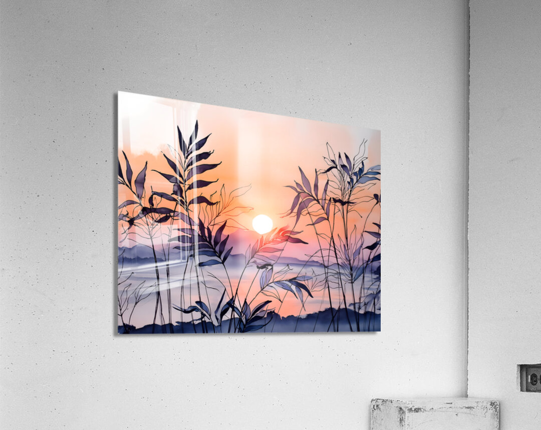 The Setting Sun Ink Wash Acrylic Print