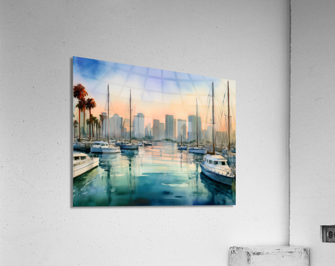 San Diego Bay Watercolor Acrylic Print