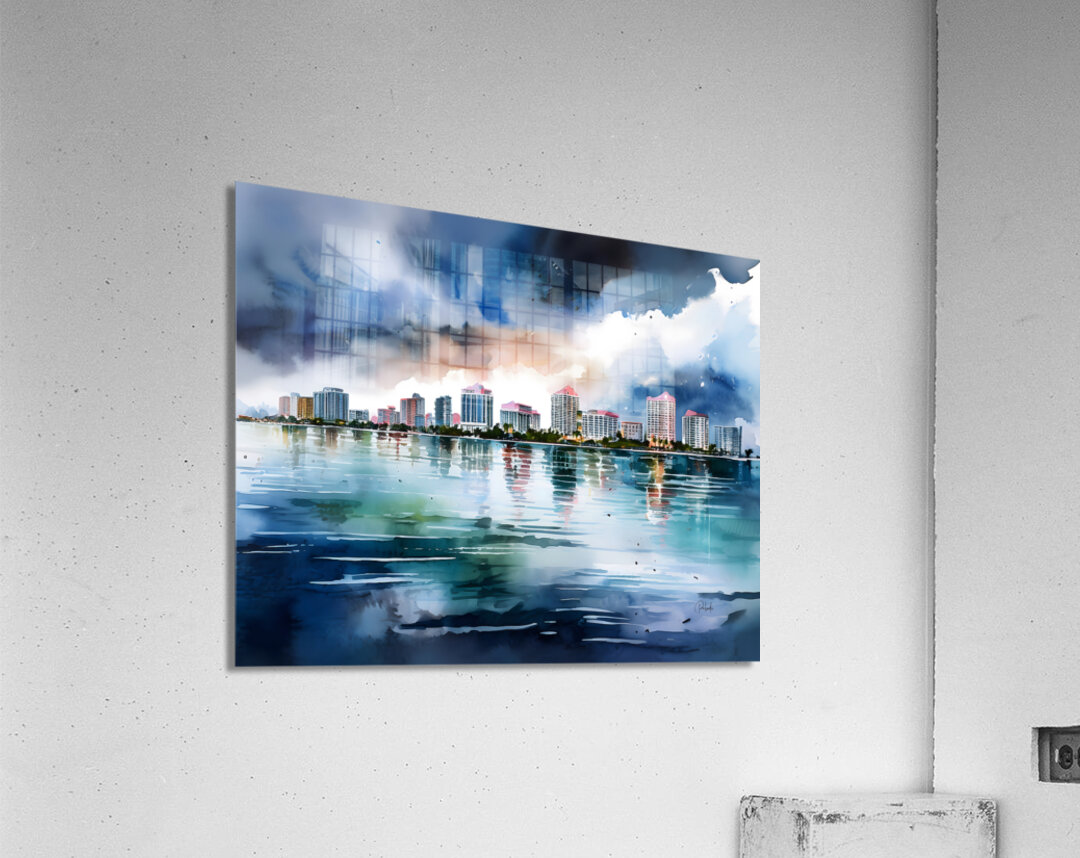 Sarasota Skyline Watercolor Acrylic Print