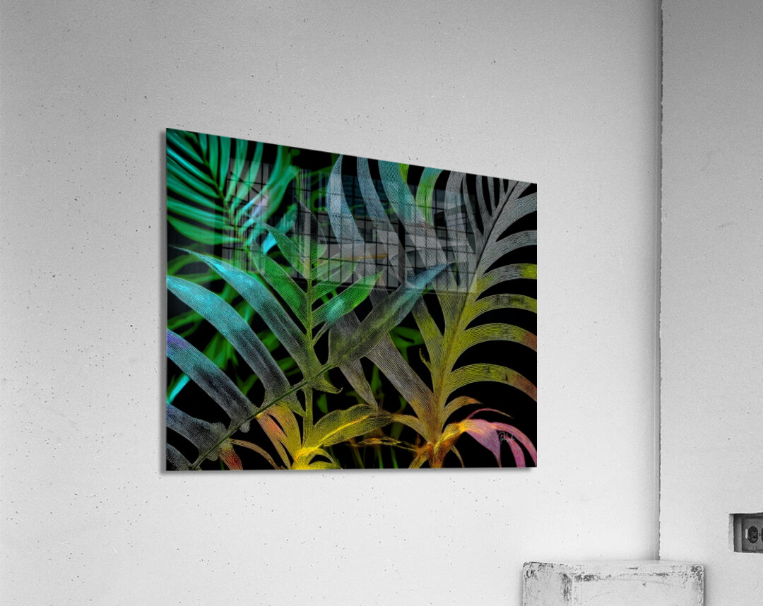 Tropical Leaves At Night Acrylic Print
