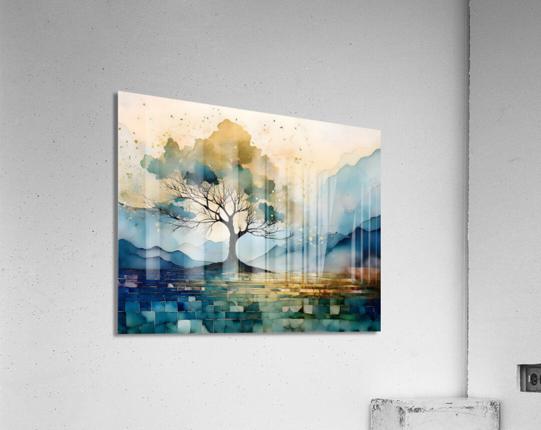 Golden Tree Mosiac Acrylic Print