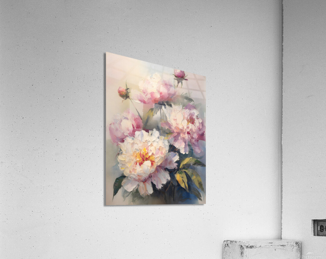 Painting Peonies Acrylic Print