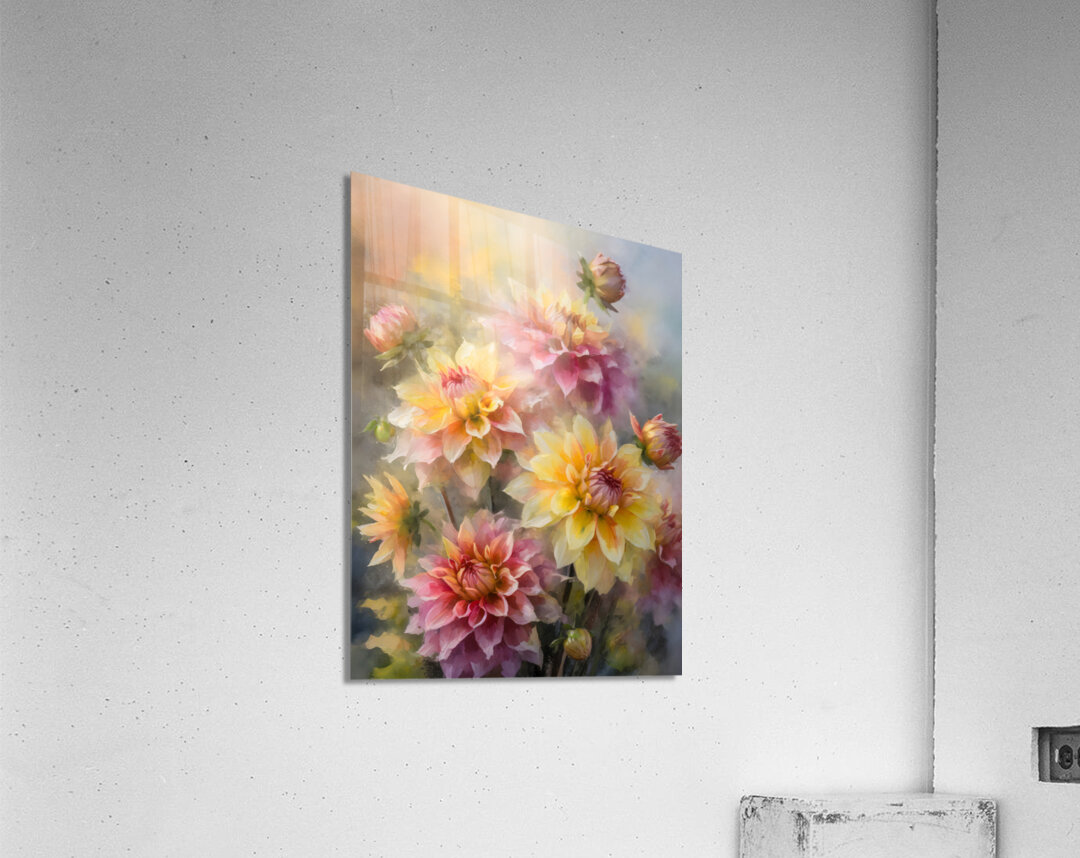 Dahlia Blooms and Buds Acrylic Print