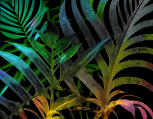 Tropical Leaves At Night
