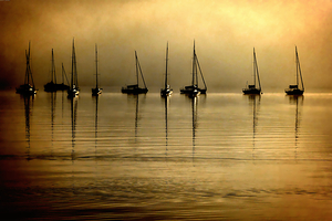 Anchored Out Under a Golden Sky