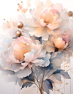 Peonies Ink Wash I