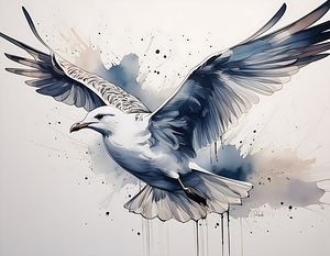 Sea Gull Ink Wash