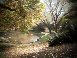 The Grassy Bank Along The Bridge