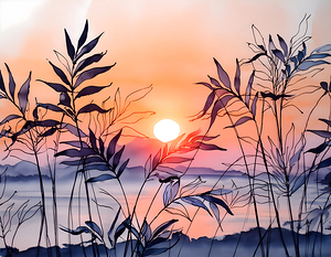 The Setting Sun Ink Wash