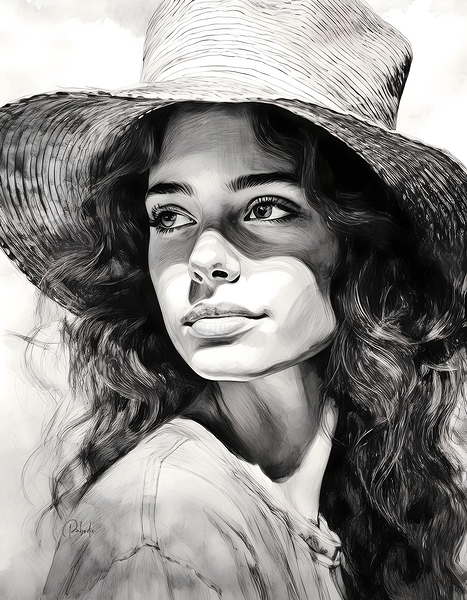 A Womans Casual Glance Print