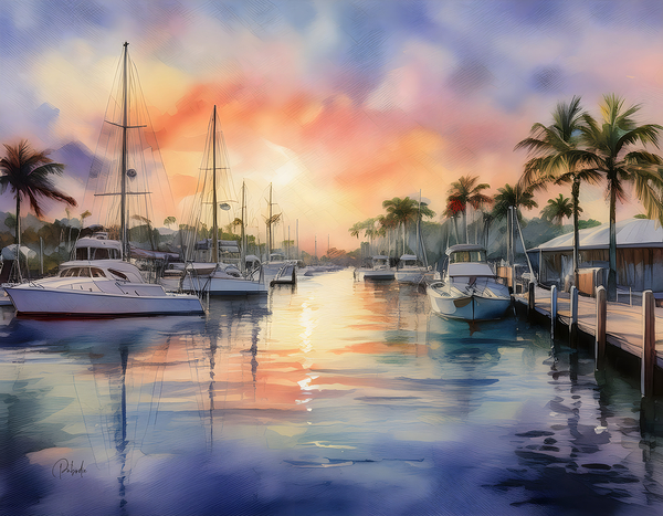 Sunset Along The Canal Print