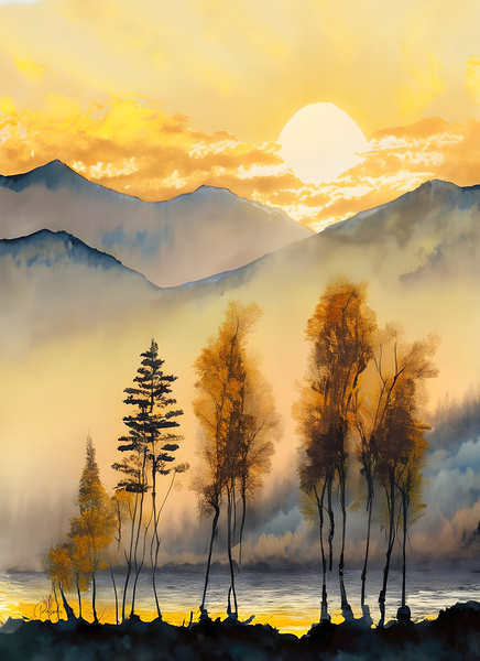 Golden Birches III Print