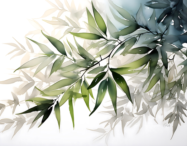 Bamboo Leaves Watercolor Digital Download