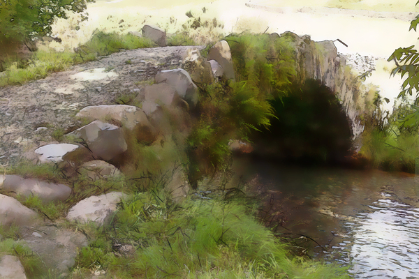 Cobblestone Arched Foot Bridge Print