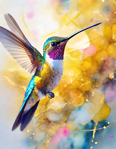 Colorful Hummingbird by Pabodie Art