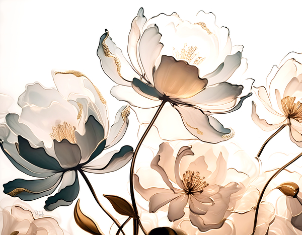 Golden Peonies Print