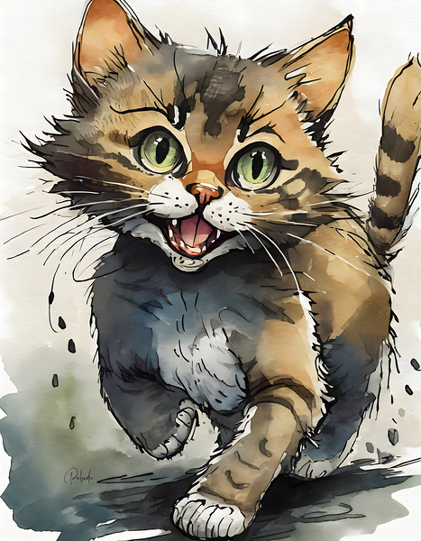 Happy Cat by Pabodie Art