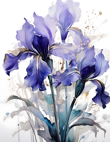 Irises Ink Wash Digital Download