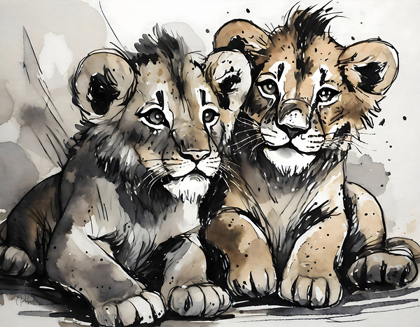 Little Lion Cubs Print