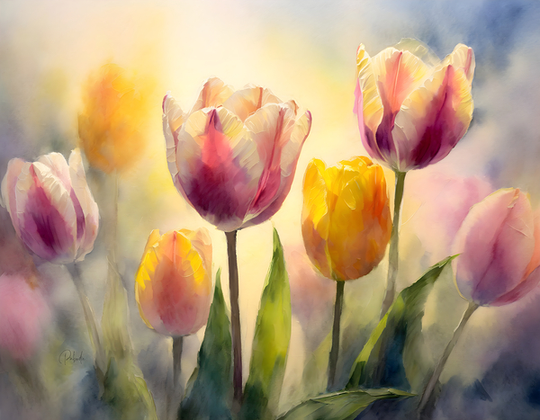 Luminous Tulips Print