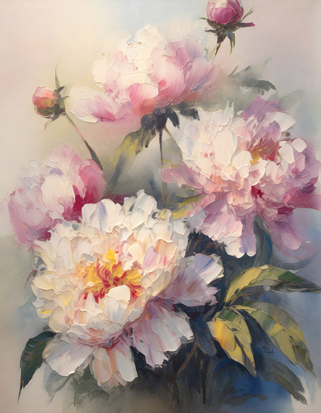 Painting Peonies Print