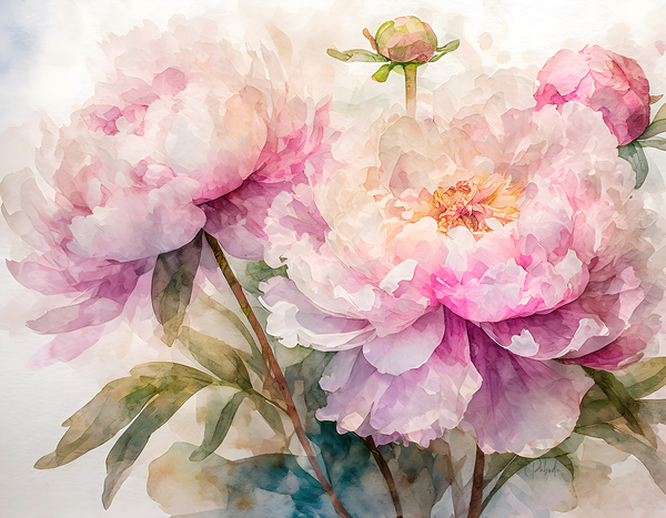 Peonies Watercolor Digital Download