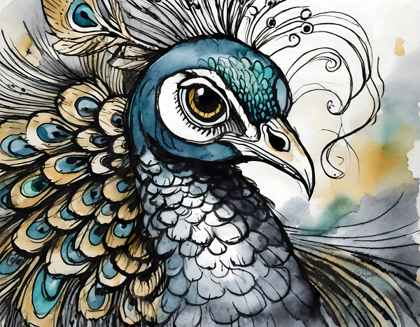 Preening Peacock Print