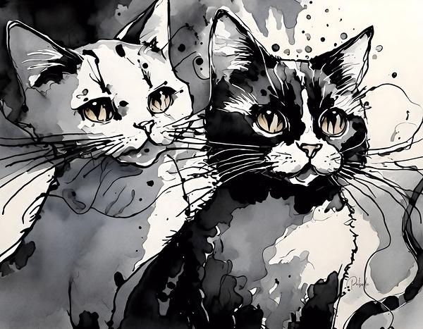 Two Fine Felines Print