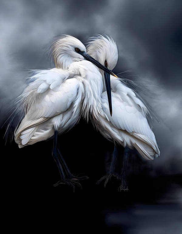 Sleepy Young Egrets Print