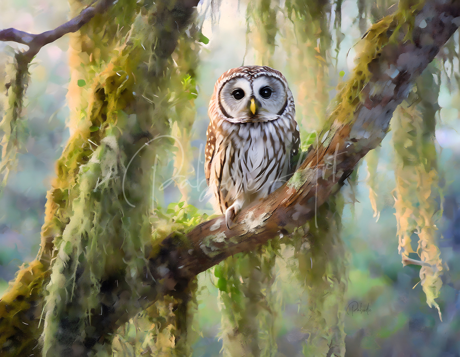 Barred Owl and Spanish Moss  Print