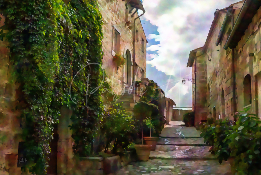 Cobblestone Steps and Stones to the Sky  Print