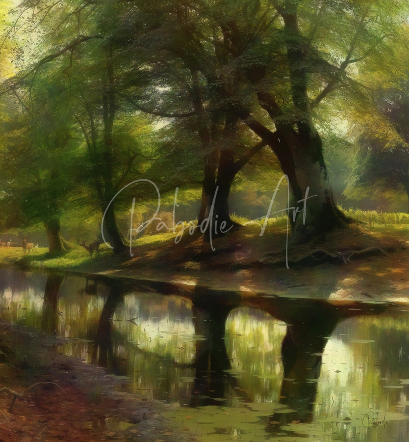 Deer Under The Trees  Print