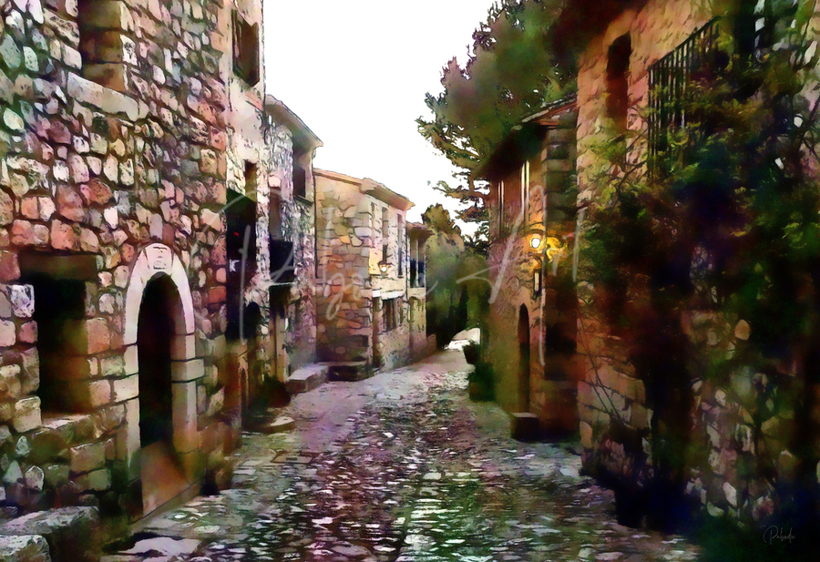 Tuscany Cobblestone Streets and Homes  Print