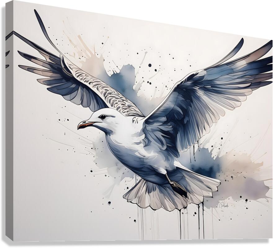 Sea Gull Ink Wash  Canvas Print