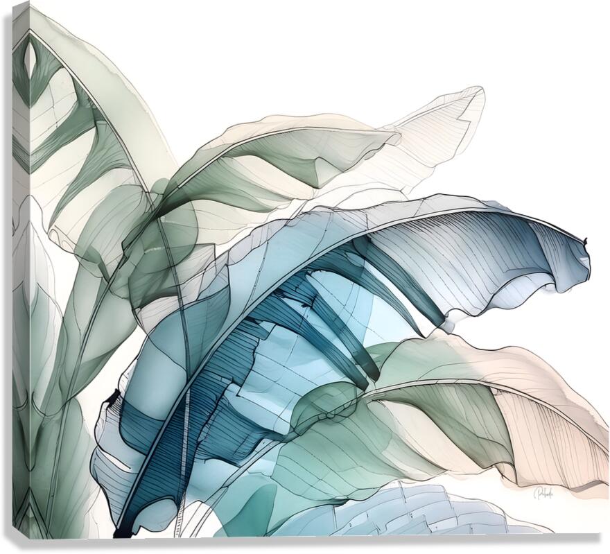 Banana Leaves Ink Wash III Canvas Print