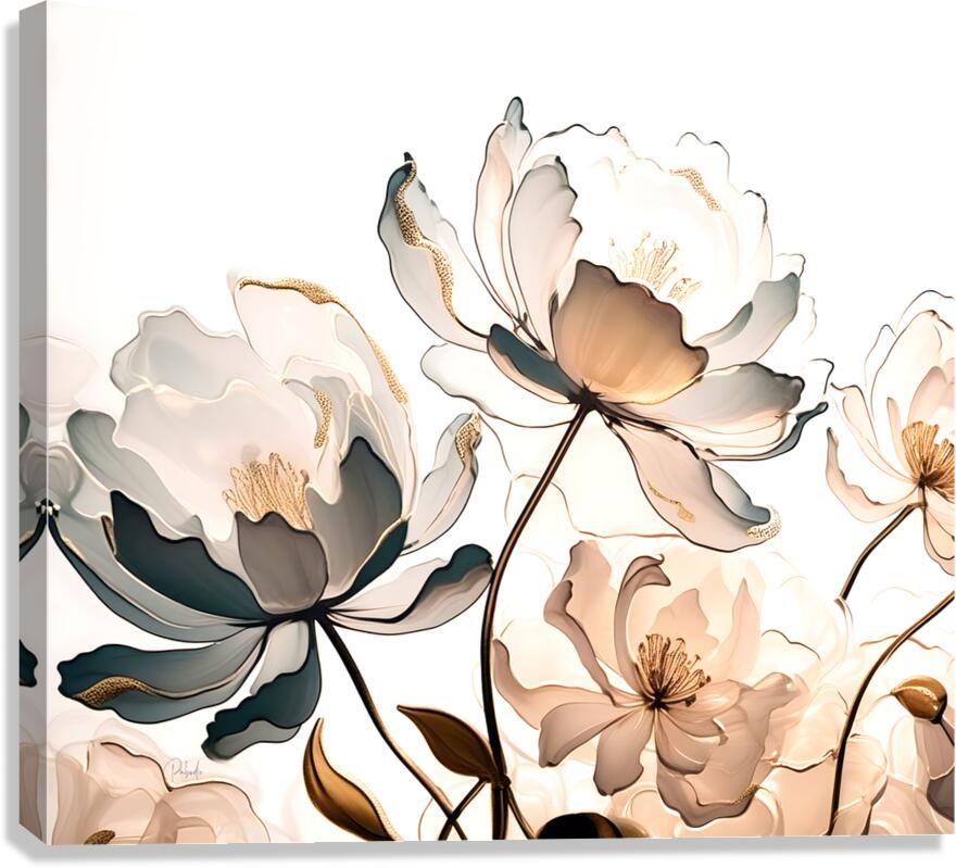 Golden Peonies Canvas Print