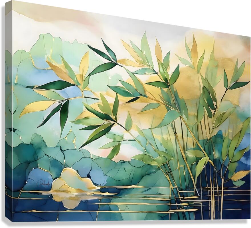 Bamboo Leaves in Water Canvas Print