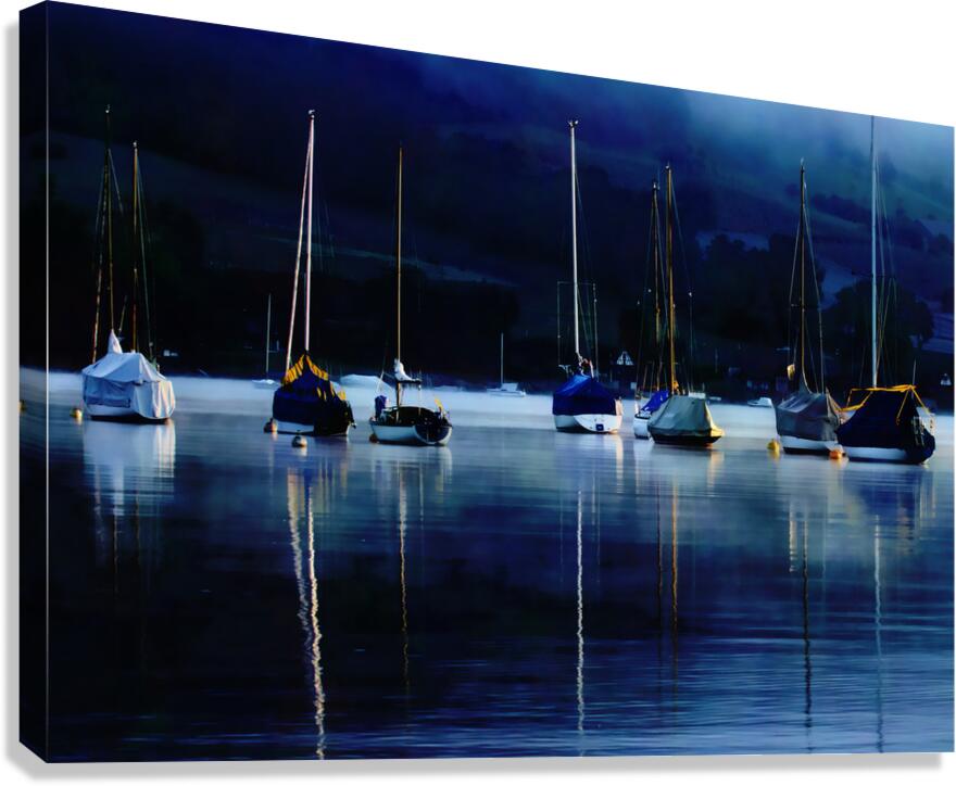 Sailboats and Mooring Buoys at Dusk  Impression sur toile
