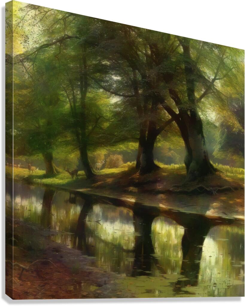 Deer Under The Trees Canvas Print