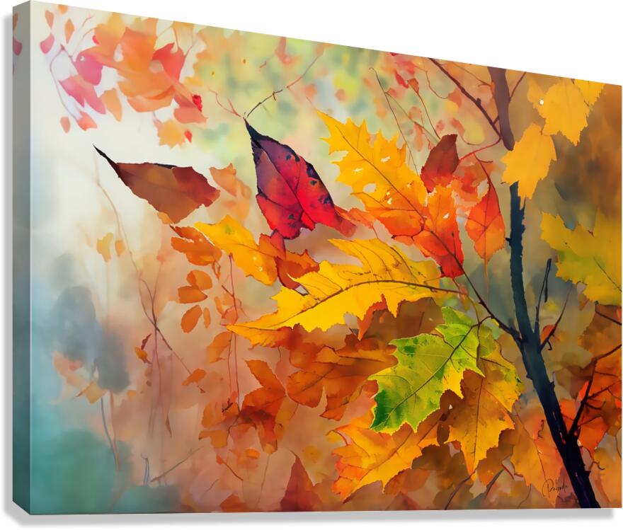 Fall Leaves in the Mist  Canvas Print
