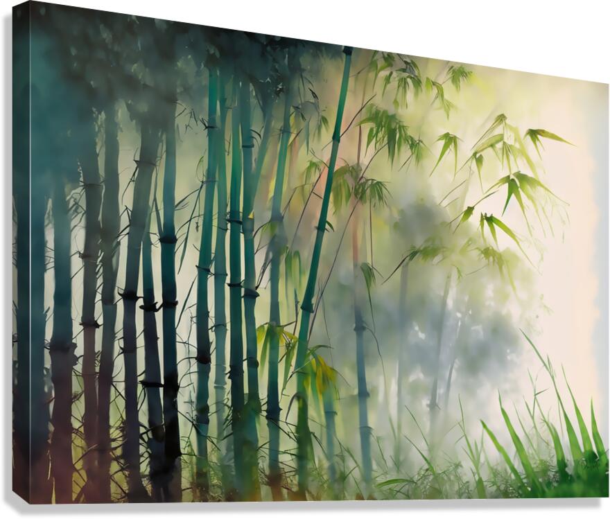 Bamboo Trees in the Fog Canvas Print