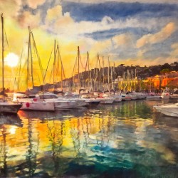 French Riviera Sunset Reflections