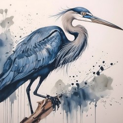 Great Blue Heron Ink Wash