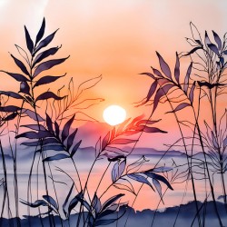 The Setting Sun Ink Wash