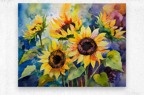 Sunflowers and Colors  Metal print